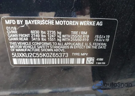 2019 BMW X6 xDrive35I from USA, damaged, VIN 5UXKU2C55K0Z65373